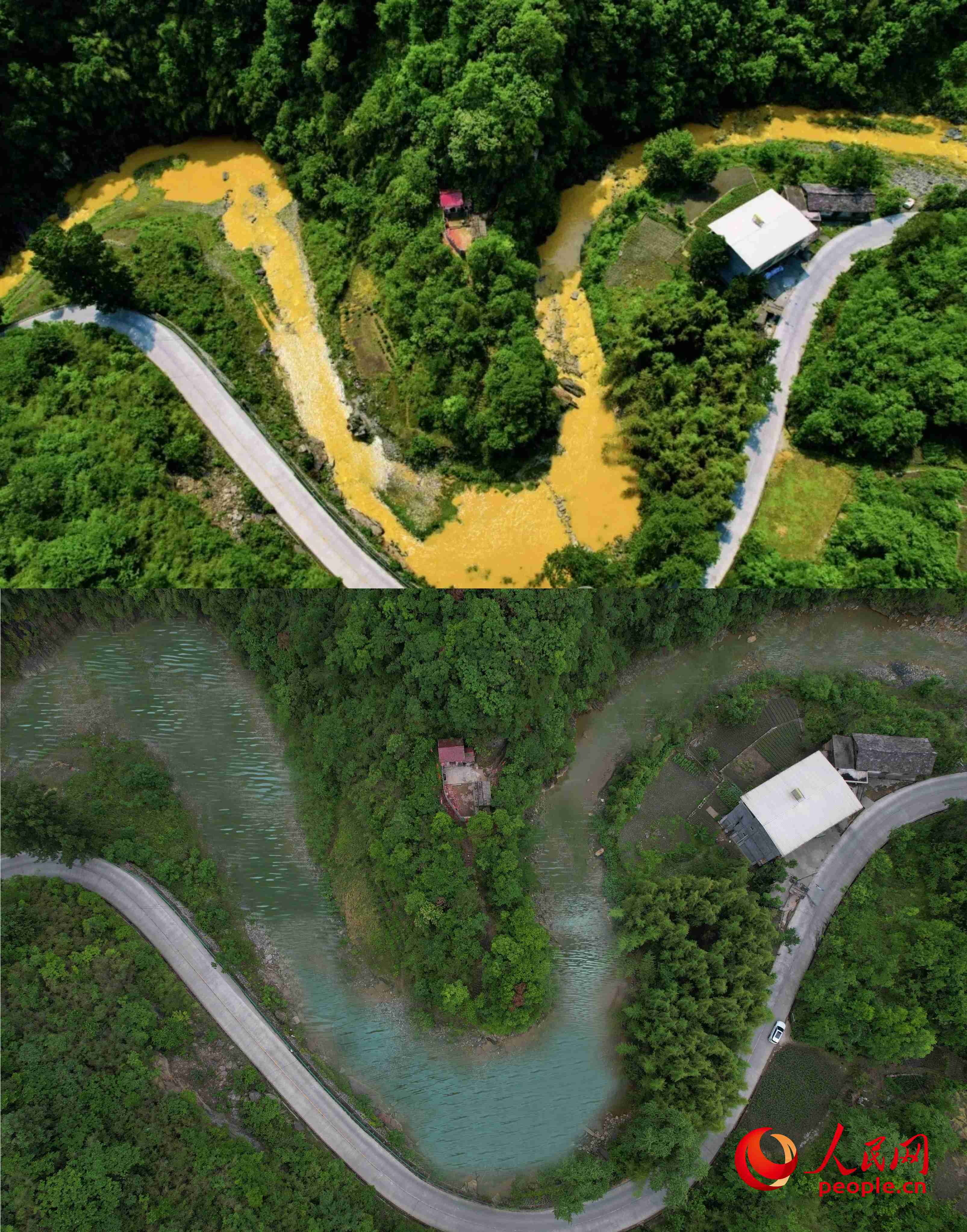 厚子河仇家灣河段治理前后。受訪(fǎng)者供圖